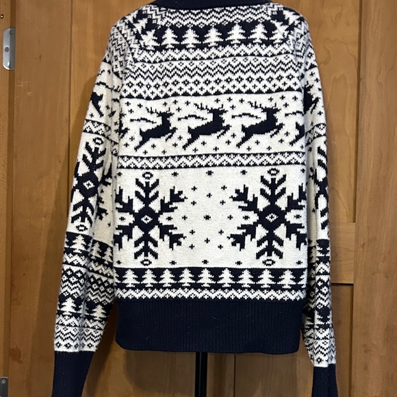 Navy and White Women's Cardigan Sweater - Picture 2 of 4